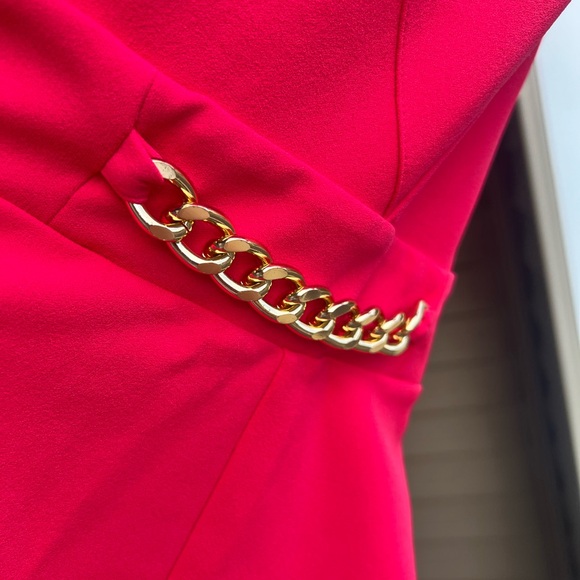 π Michael Kors Deep Pink Sheath Dress Size XS Gold Chain Waist - Picture 8 of 12